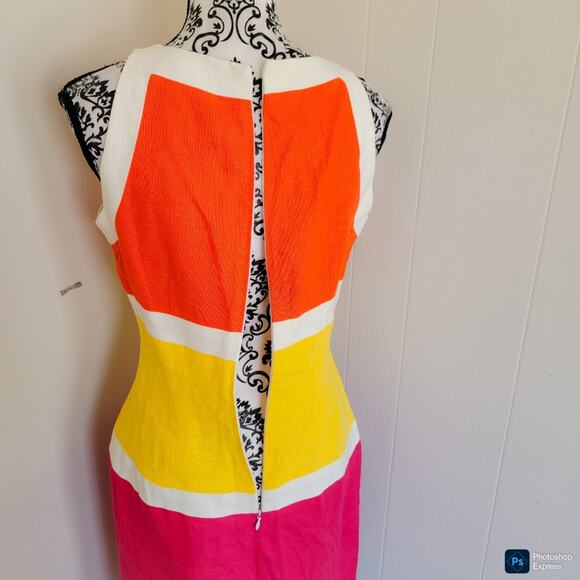 Saks Fifth Avenue Linen Colorblock Mini Sheath Dress - Picture 3 of 5